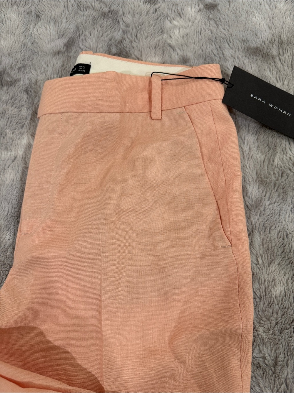 Zara linen Blend Peach Straight-Leg Dress Pants / trousers size medium - Picture 3 of 7